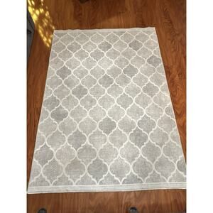 Ruggable Rug & Pad 5x7 (4’10” x 6’ 9”) Grey Trellis Design Washable Rug